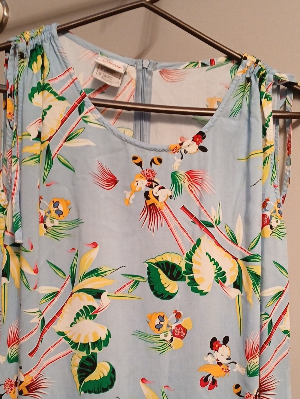 Disney Light Blue Tropical Print Tank Top with Yellow & Green Accents